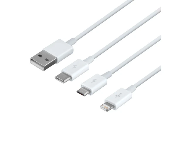 Кабель USB Baseus Camltys USB to Micro/Lightning/Type-C 3,5A 1,5 м White