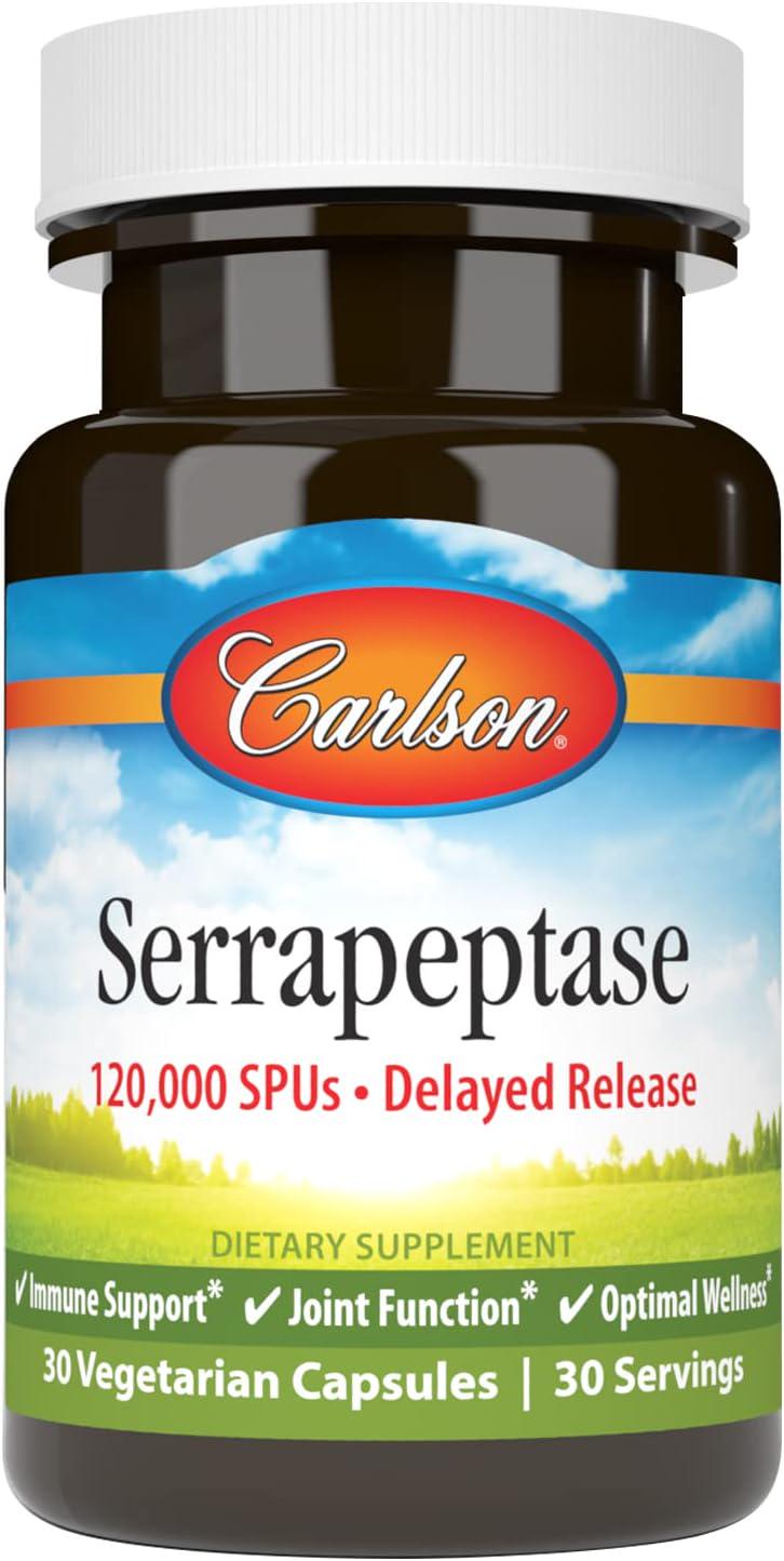 Серрапептаза Carlson Labs Serrapeptase Delayed Release 120 000 SPUs 30 Vegetarian капсул