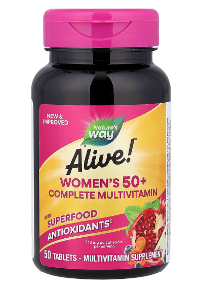 Мультивитамины для женщин Natures Way Alive Womens 50+ Complete Multivitamin 50 таблеток Мультивитамины для женщин Natures Way Alive Womens 50+ Complete Multivitamin 50 таблеток