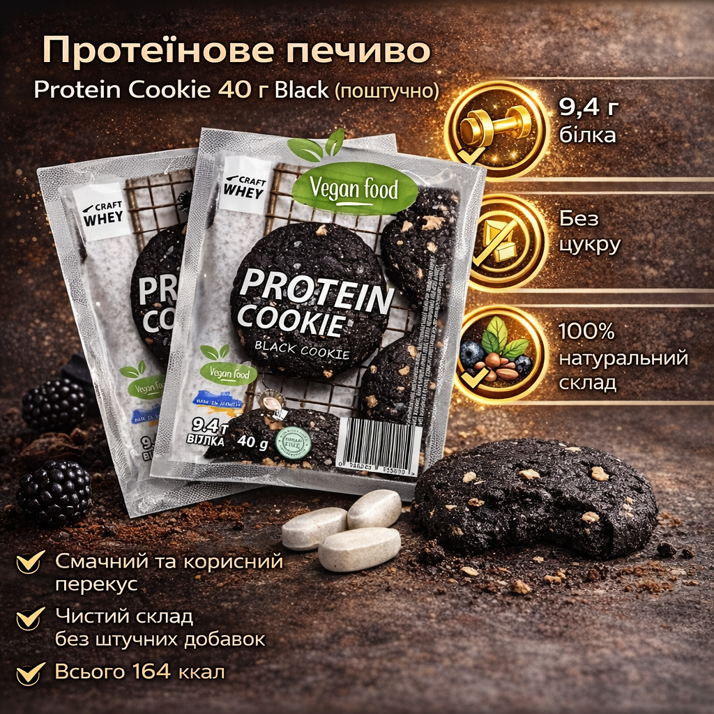Протеиновое печенье Protein Cookie 40 г Black - фото 3 Протеиновое печенье Protein Cookie 40 г Black - фото 3