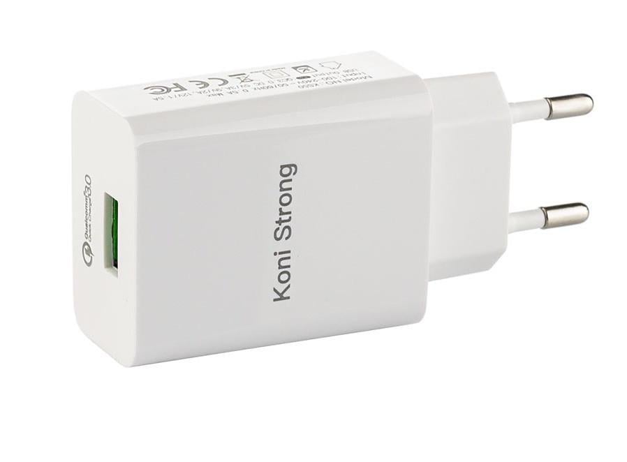 Мережевий зарядний пристрій для швидкого заряджання QC 3.0 KONI STRONG KS50 QC3.0 USB 3A White