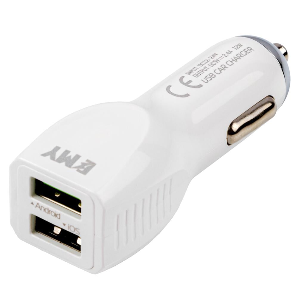Автомобильное зарядное устройство Emy MY-112 2USB 2.4 А 12 Вт с кабелем microUSB White (MY-112-MUW) Автомобильное зарядное устройство Emy MY-112 2USB 2.4 А 12 Вт с кабелем microUSB White (MY-112-MUW)