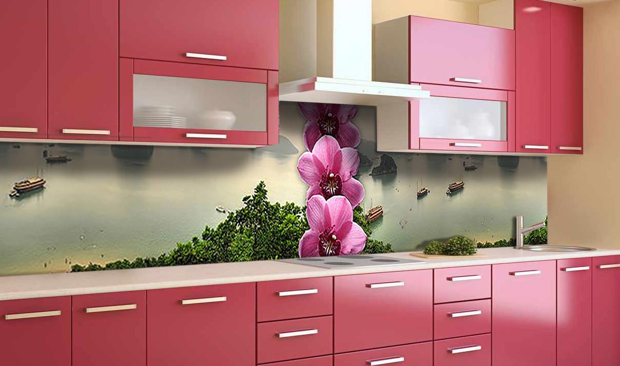 Кухонный фартук Тайланд скалы море из самоклеющейся виниловой пленки 65х250 см Зеленый