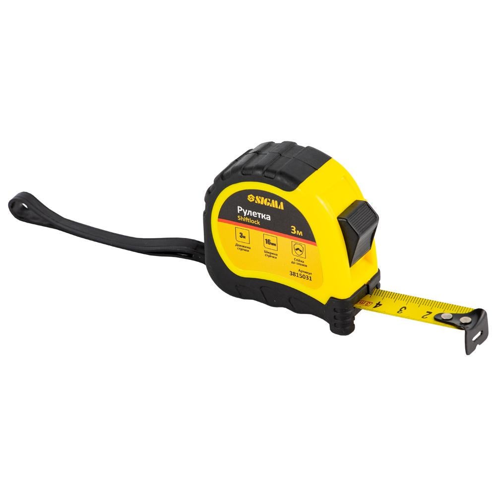 Рулетка Sigma Shiftlock 3 м 16 мм (3815031)