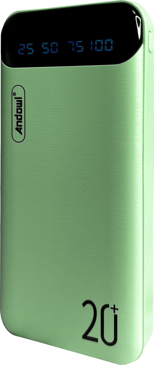 Повербанк Andowl Q-CD223Х1 20000 mAh с быстрой зарядкой дисплеем портами Micro USB/Type C Зеленый (075b9576)