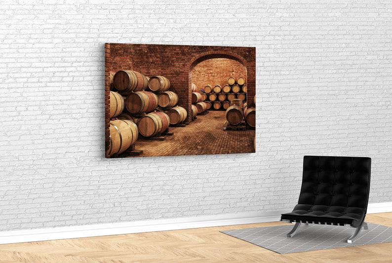Картина для интерьера кухню Винные бочки 120x80 см (489)