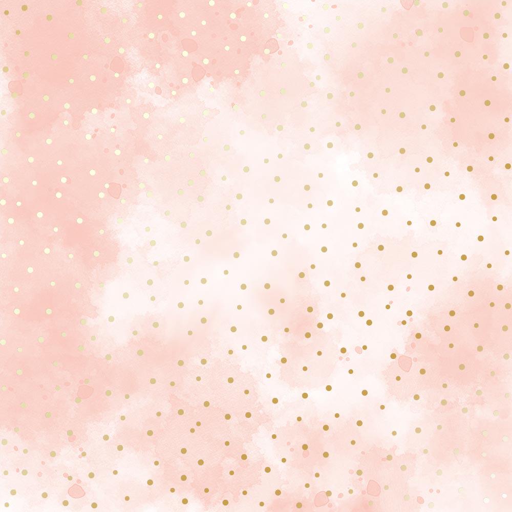 Лист бумаги односторонний Golden Drops с фольгированием 30,5х30,5 см Vintage Pink/Watercolor