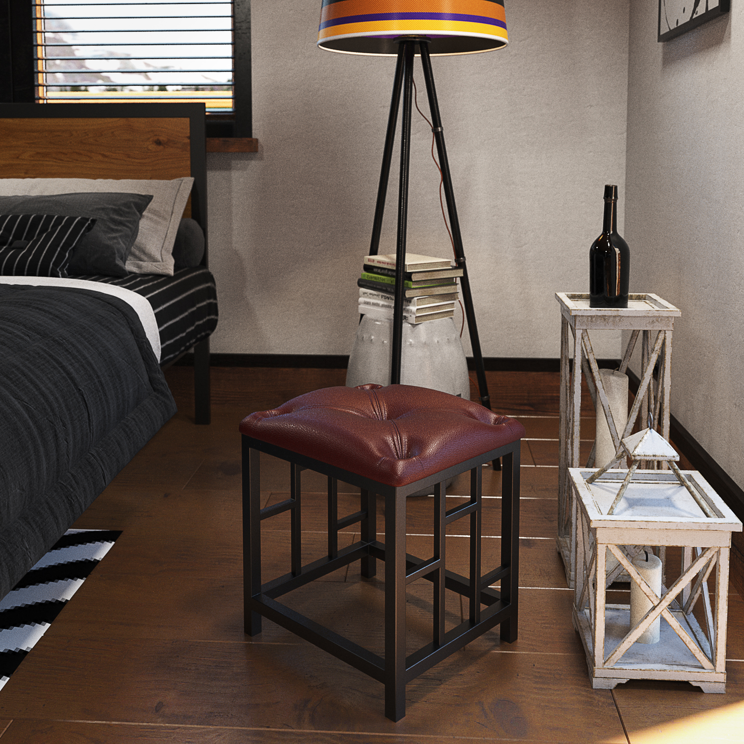 Трюмо и пуф Ренн Черный бархат/Файрвуд/Родео - фото 3