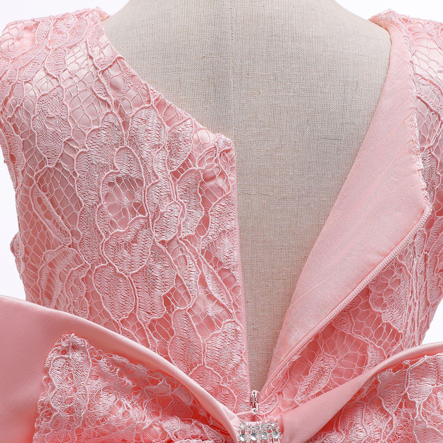 Сукня дитяча святкова Katy Kids Кетта з мереживом та великим бантом та пов'язка 80 см Рожевий (10013280300) - фото 5 Сукня дитяча святкова Katy Kids Кетта з мереживом та великим бантом та пов'язка 80 см Рожевий (10013280300) - фото 5