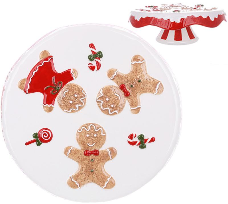 Тортовница керамическая Веселые пряники 25х8 см (BD-834-373) - фото 2 Тортовница керамическая Веселые пряники 25х8 см (BD-834-373) - фото 2