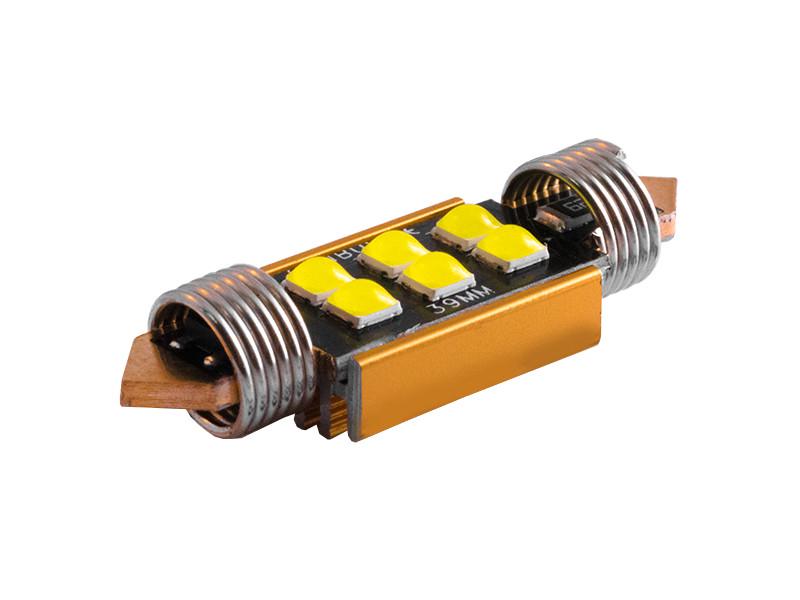 Автолампа світлодіодна C5W SV8,5 з обманкою та радіатором 12 В 39 мм SMD3030-6led Білий (2727)