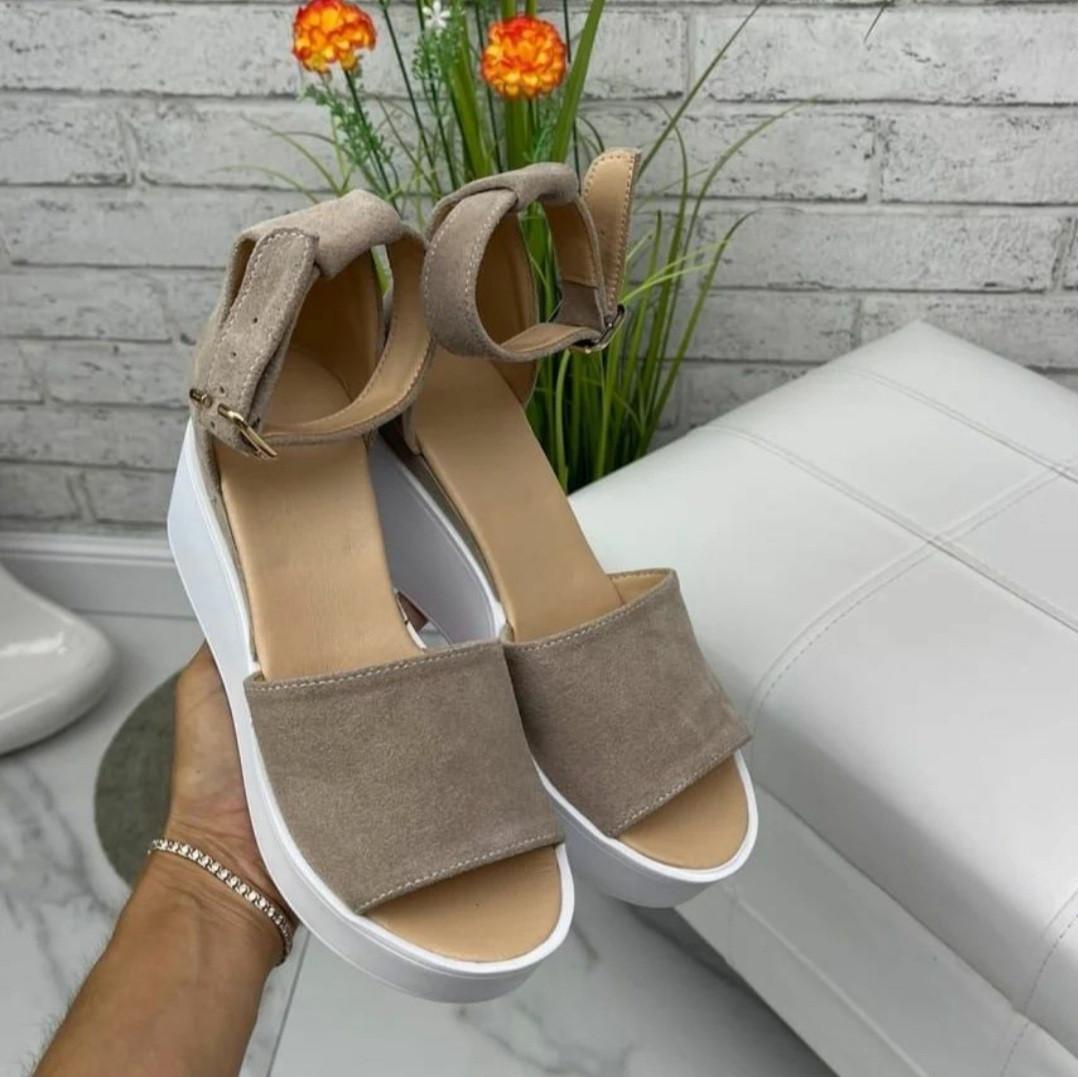 Босоножки женские на танкетке замш р. 36/23,5 см - фото 8