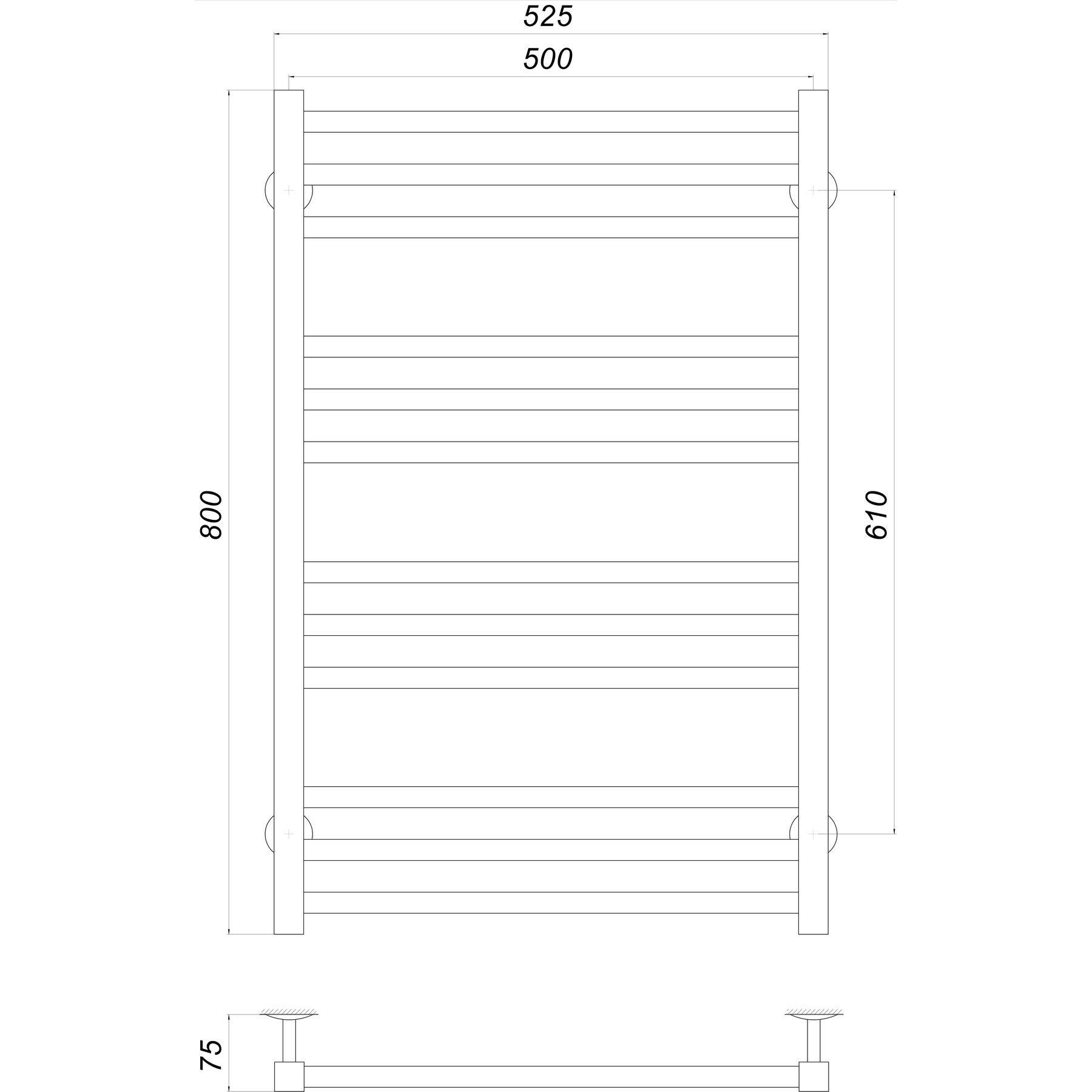 Рушникосушарка Unio Модена MS W 800-500-12 BLK Чорний - фото 4