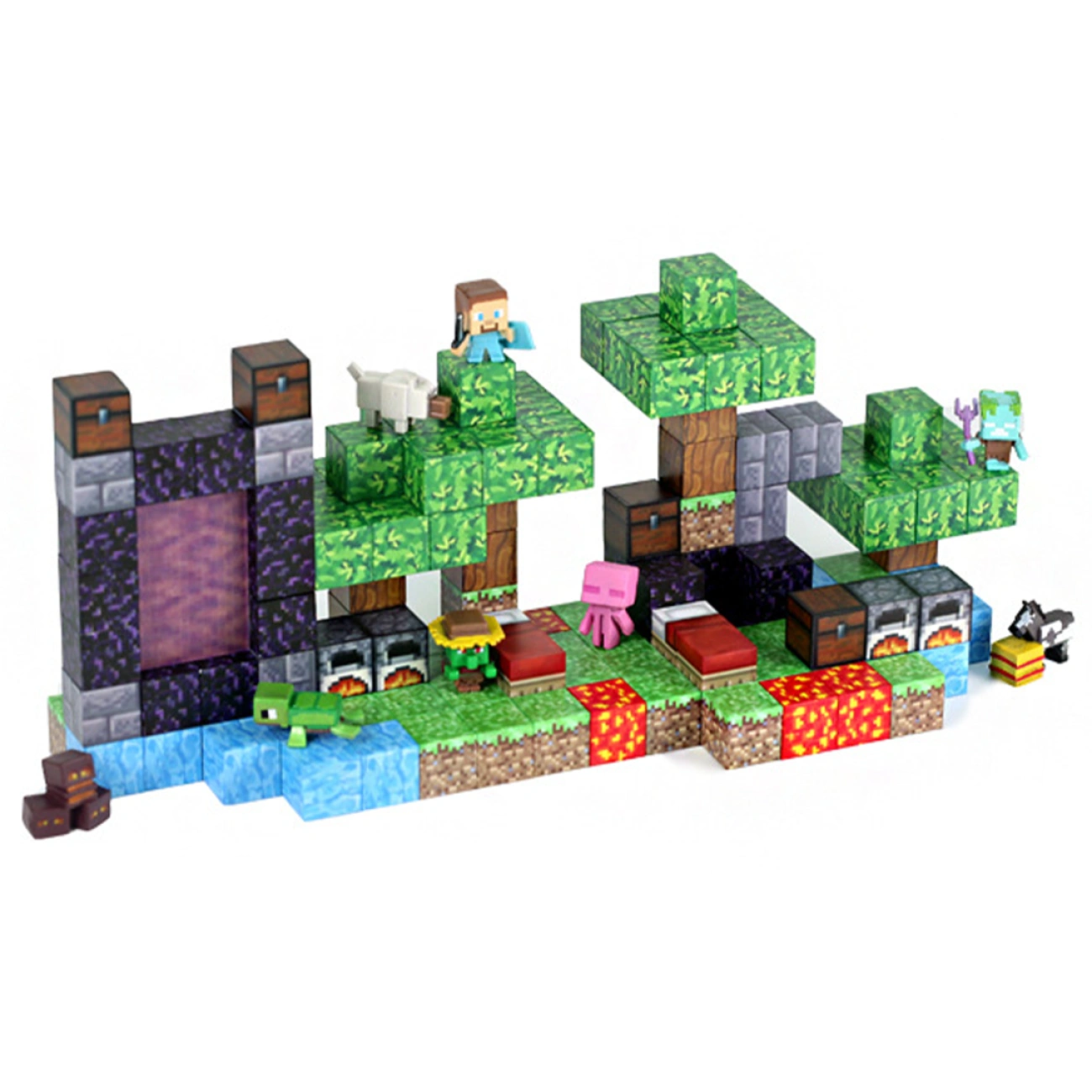 Конструктор магнитный Minecraft "Портал в Незере - Лесная миссия" 150 блоков (25875375)