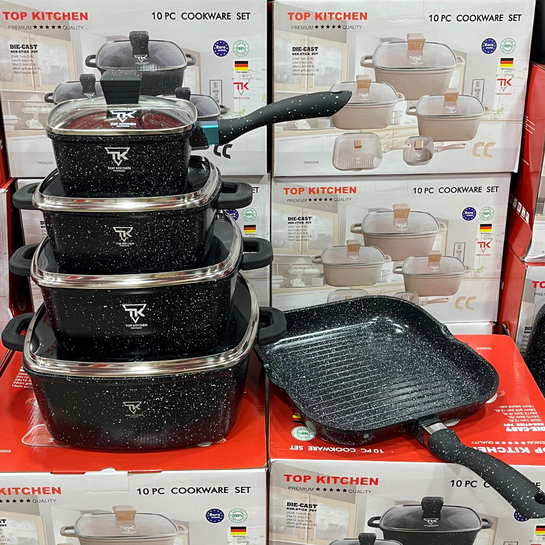 Набір посуду Top Kitchen TK-00205 з гранітним антипригарним покриттям 10 предметів Чорний (2429430491) - фото 4