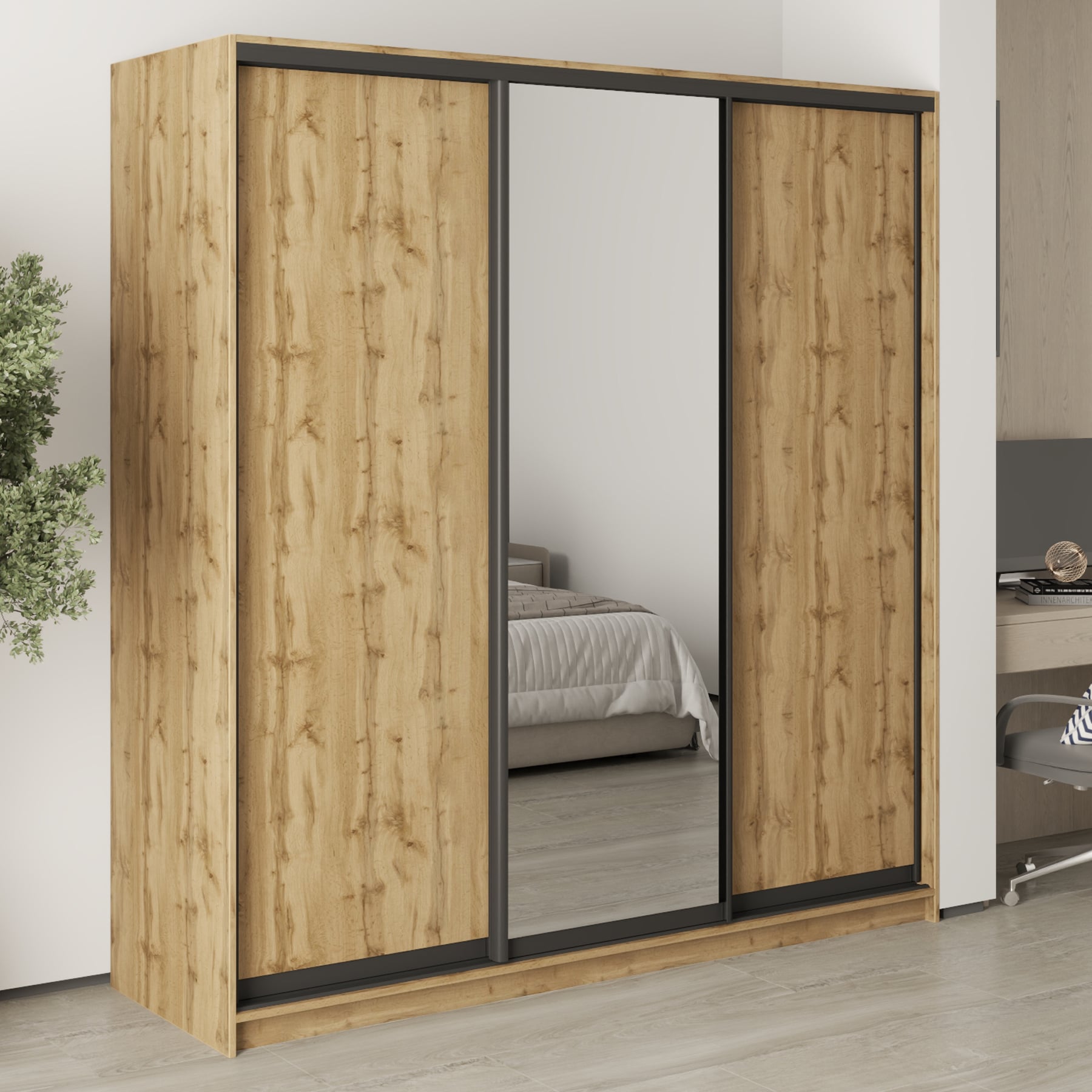 Шафа-купе тридверна Mebel Star Комбо BG MBS-9210 200х45х210 см Дуб тахо (1009199) - фото 1