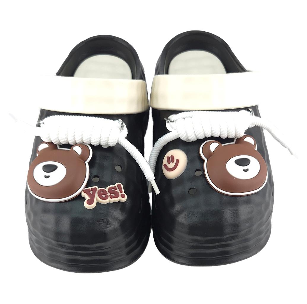 Кроксы женские с джибитсами р. 35/36 23 см Черный (2503-5-2) - фото 3