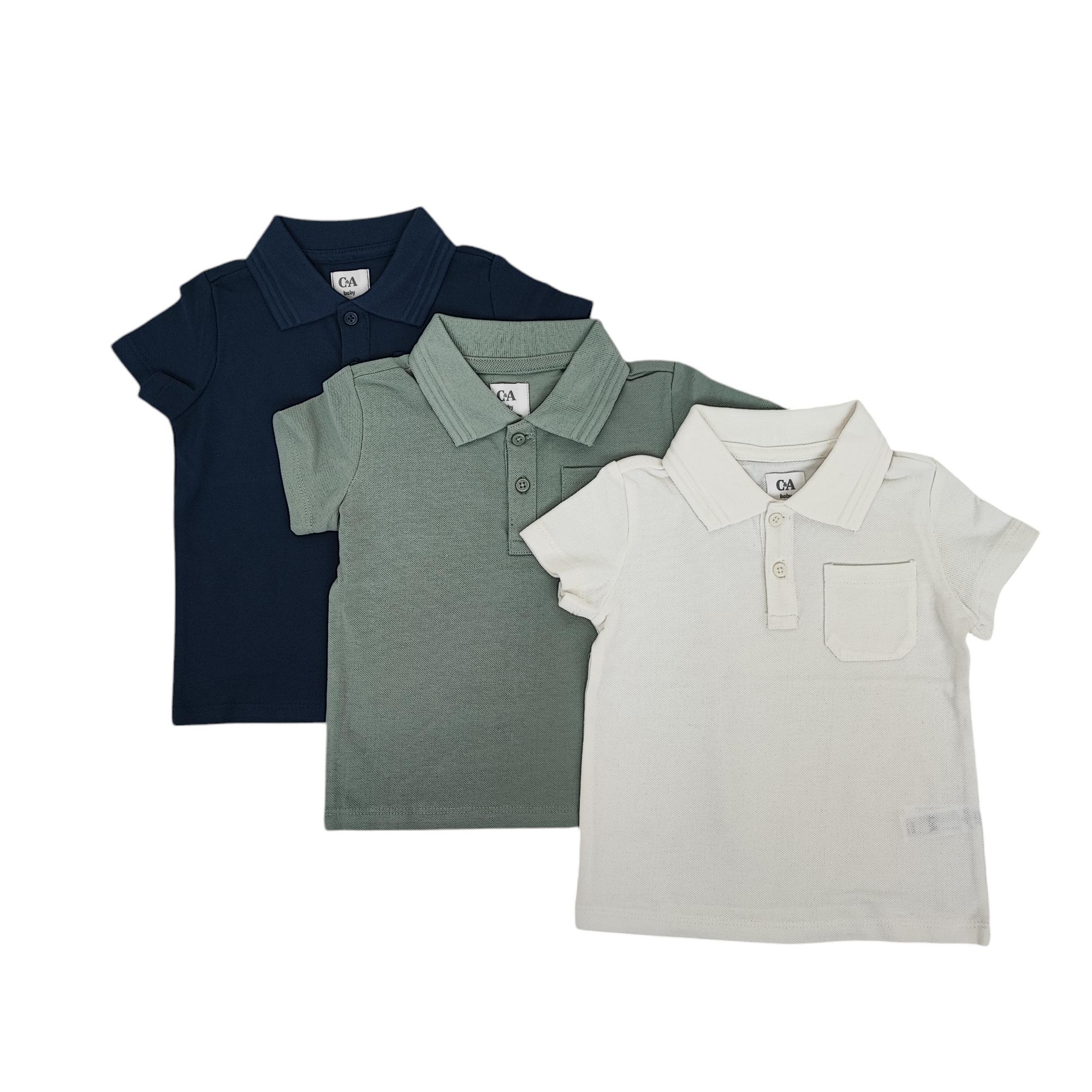 Набір дитячих поло для хлопчика C&A 86 см Синій Білий/Оливковий (250122040)