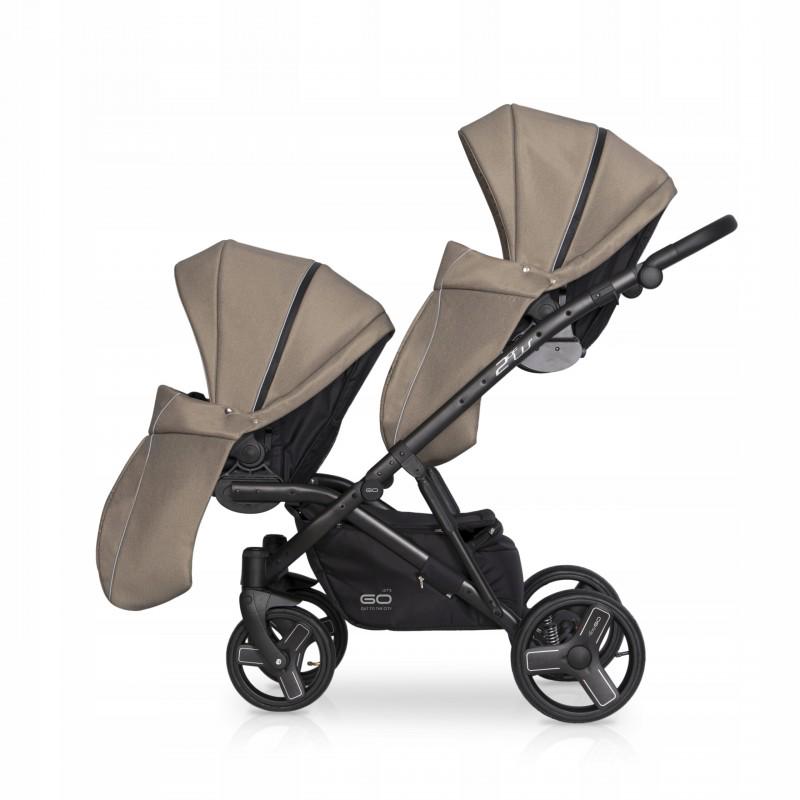 Коляска для двійні EasyGo 2 of Us з дощовиком та сумкою та 2 чохлами на ніжки Бежевий - фото 3