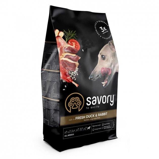 Корм сухой для взрослых собак всех пород Savory All Breeds rich in Fresh Duck & Rabbit 1 кг (11232687)