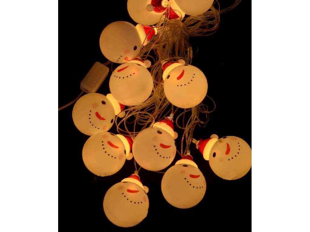 Гірлянда Фігурки 12LED СНІГОВИК В ШАПЦІ 5 м з перехідником Теплий білий (1698-20)