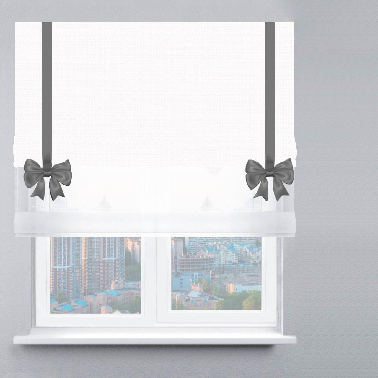 Римская штора день-ночь рогожка премиум с лентой и бантом 50х170 см Белый/Белый