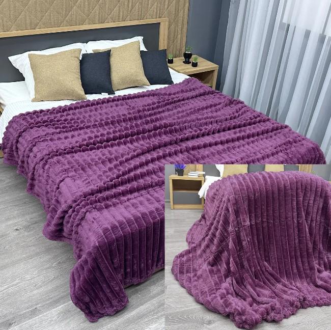 Покрывало плюш VIP Шарпей в полоску 200х230 см Сливовой (87-141) - фото 4 Покрывало плюш VIP Шарпей в полоску 200х230 см Сливовой (87-141) - фото 4