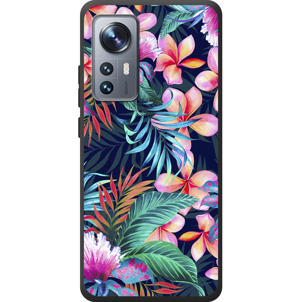 Чохол BoxFace Xiaomi 12 / 12X flowers in the tropics Чорний силікон (44529-up1971-44506)