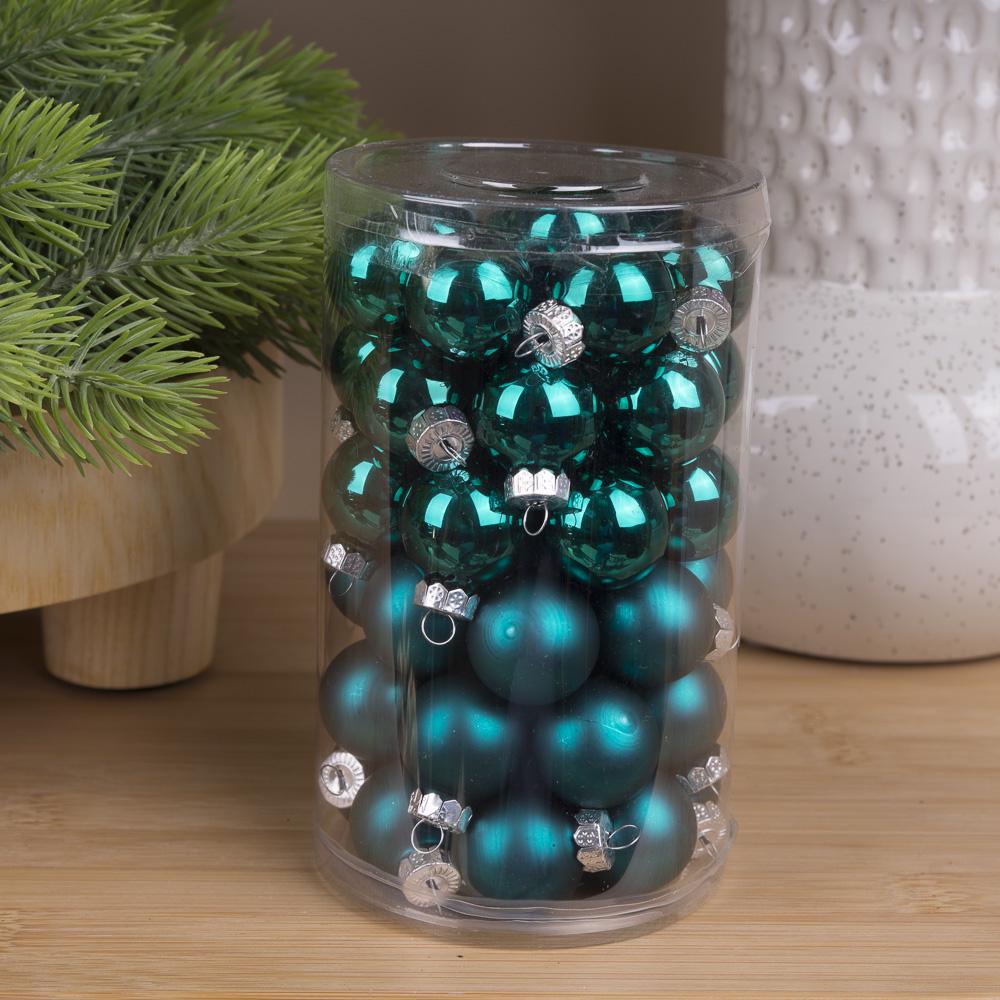 Шары новогодние из стекла 2,5 см 48 шт. Зеленый (3354-16)
