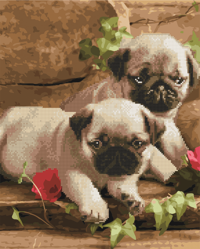 Алмазная мозаика Brushme Маленькие мопсы 40х50 см (GZS1072)