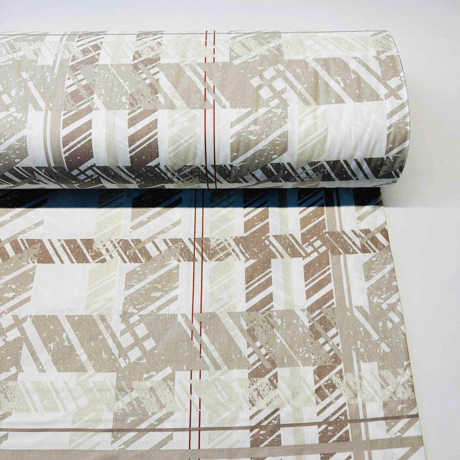 Ткань для постельного белья ранфорс геометрический абстракт 240 см Бежевый (4/28642/6/kahve 02951)