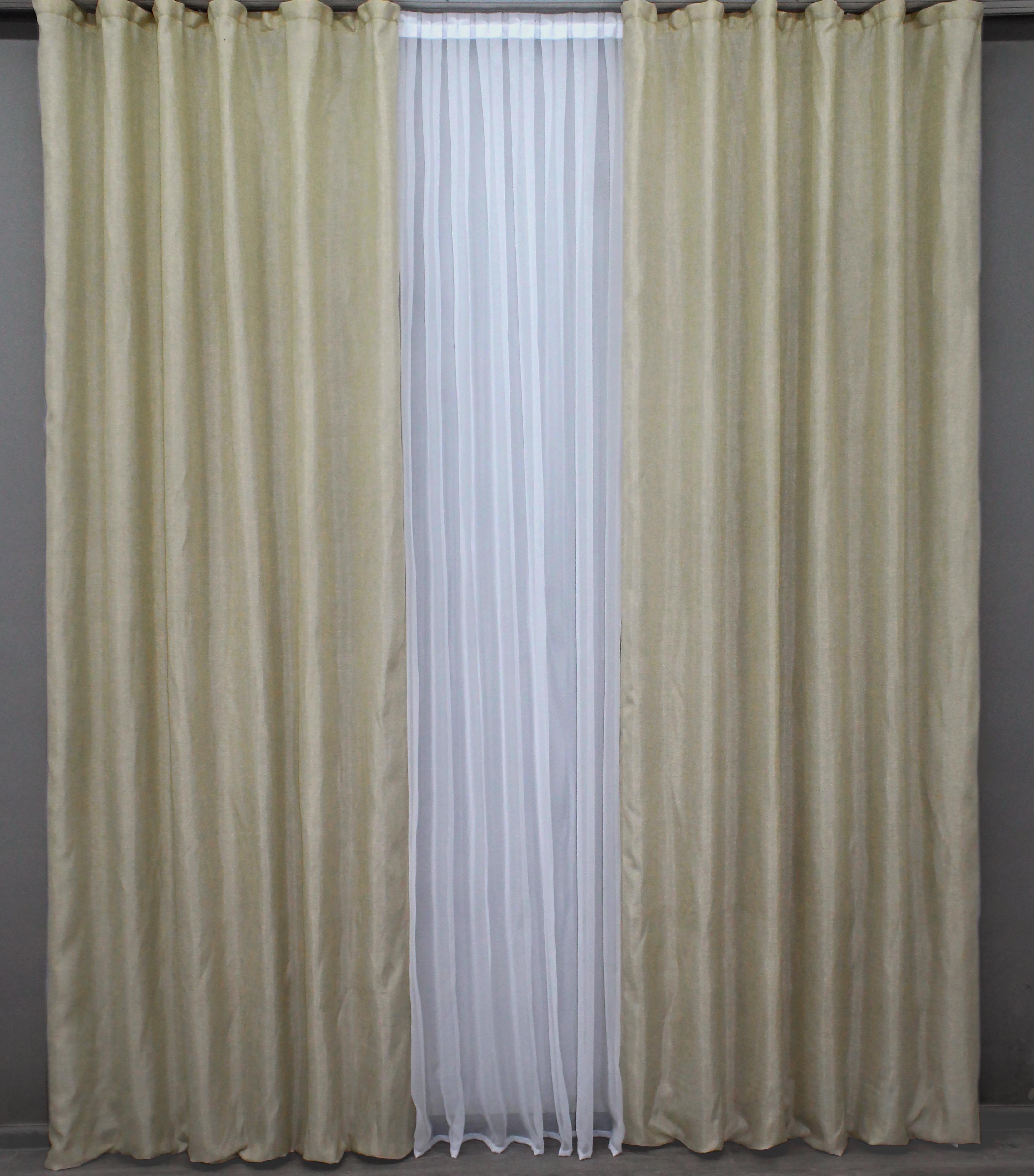 Комплект штор VR-Textil Мешковина № 114ш лен 150х270 см 2 шт. Бежевый (30-024)