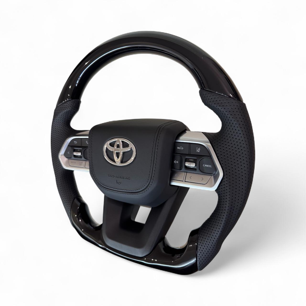 Кермо для Toyota Land Cruiser 200/Prado 150 рояльний лак зі скошеним низом подушка зі шкіри логотип та кнопки хром (29014805) - фото 4