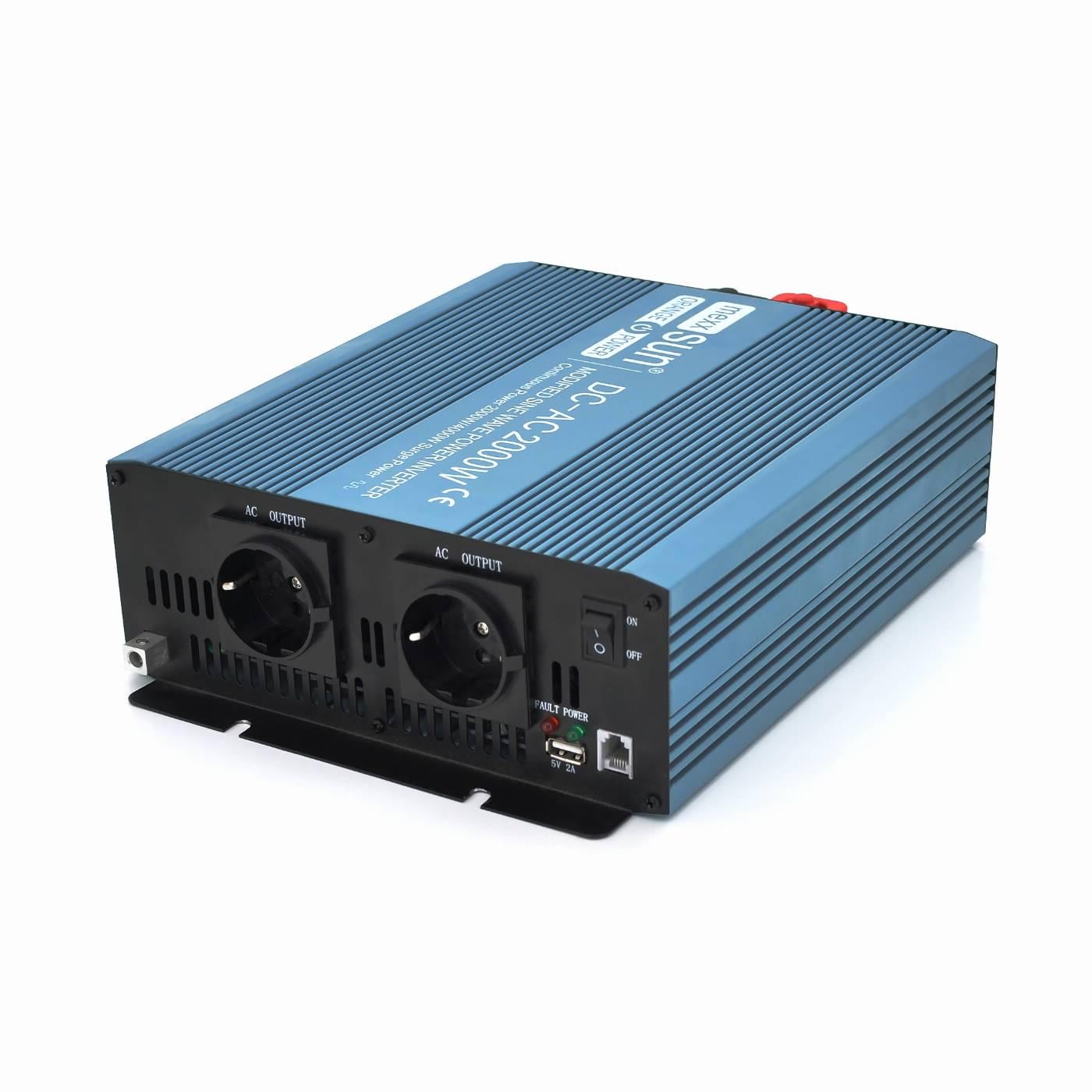 Інвертор напруги Mexxsun MXS-2000 24V/220V 2000W з модифікованою синусоїдою 2 Shuko клемні дроти Q4 (32694)