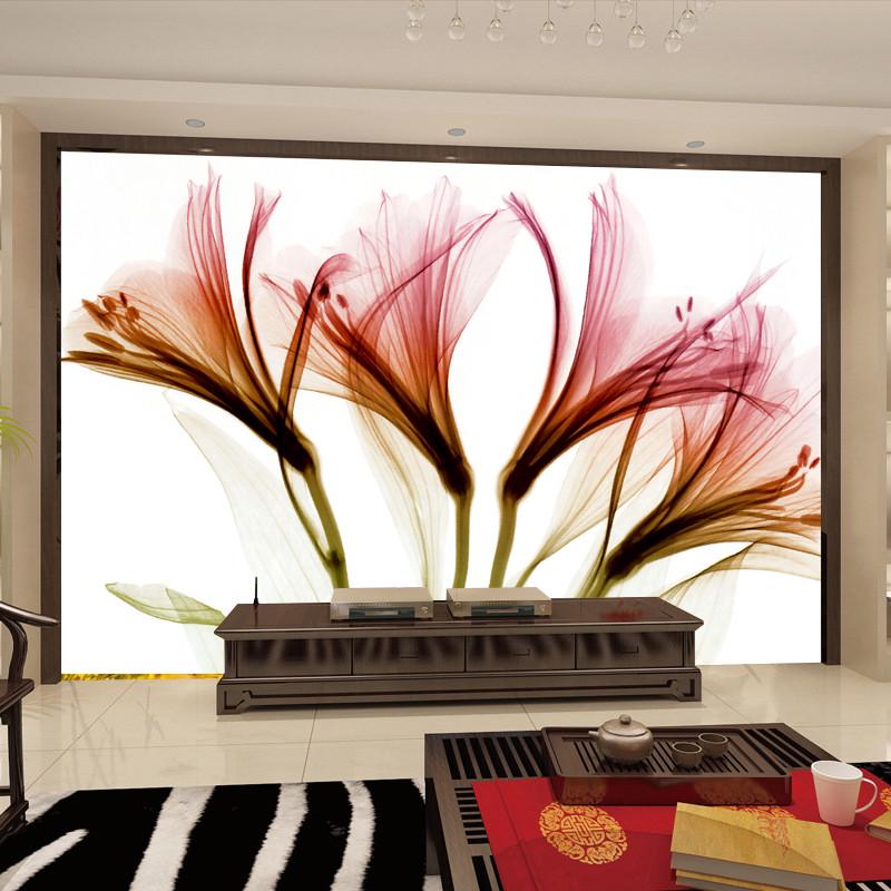 Фотообои 3D флизелиновые цветочные для спальни/зала/кухни Цветы на белом фоне