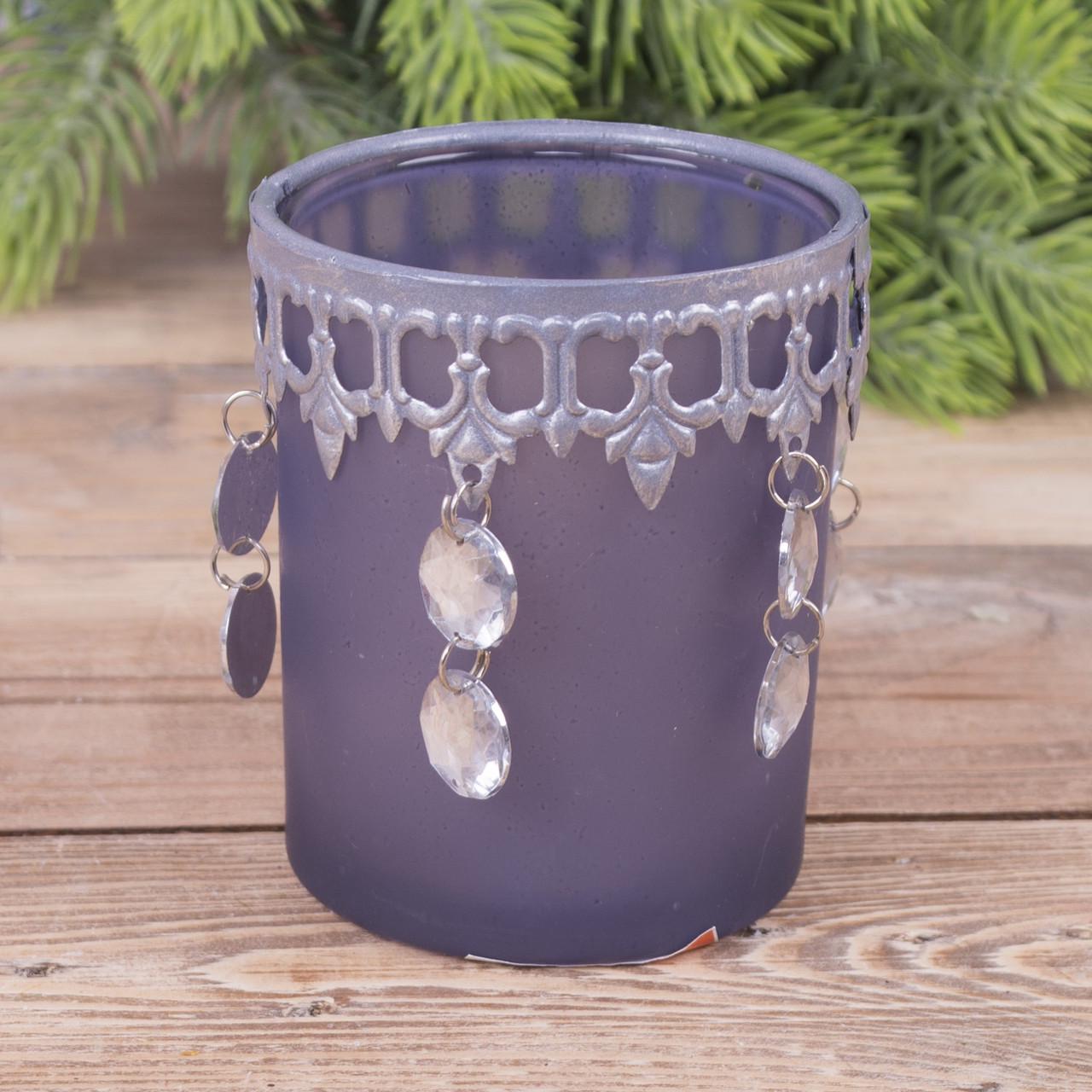 Подсвечник с висячими кристаллами Cерый (3357-3)