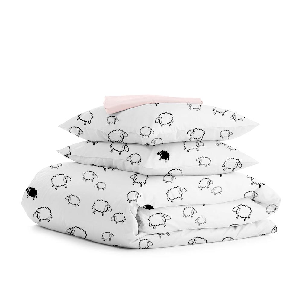 Двуспальный постельный комплект Cosas Sheep Mint Rose 180х220 см на резинке (4822052048924)