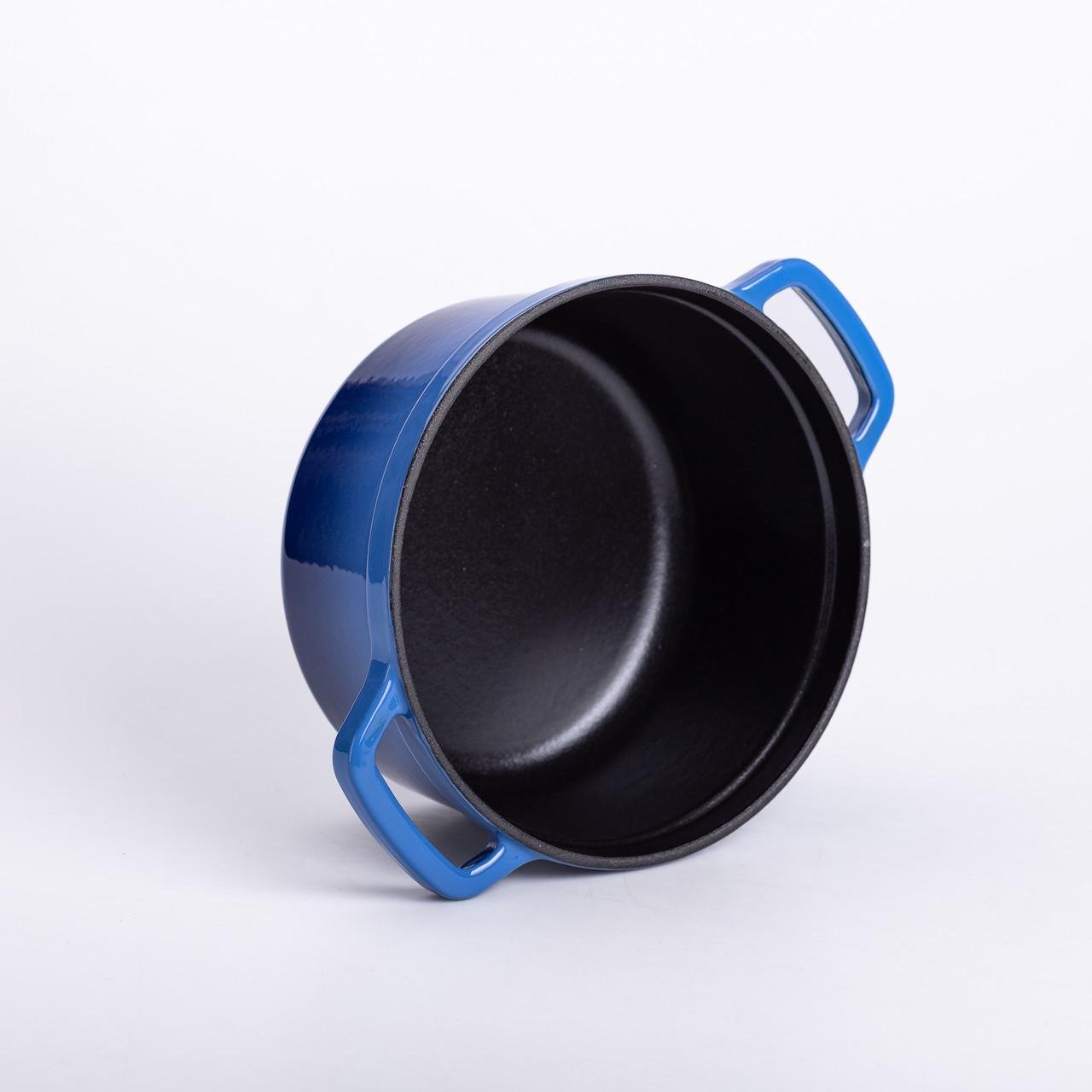 Кастрюля чугунная эмалированная с крышкой 20 см 2 л Синий (6810) - фото 3 Кастрюля чугунная эмалированная с крышкой 20 см 2 л Синий (6810) - фото 3