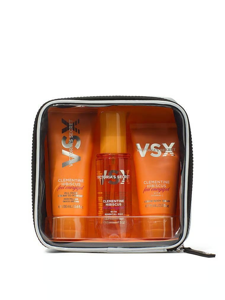 Набор Victoria's Secret 3-Piece Clementine Hibiscus Feel Energized Travel Set One size (35117881)
