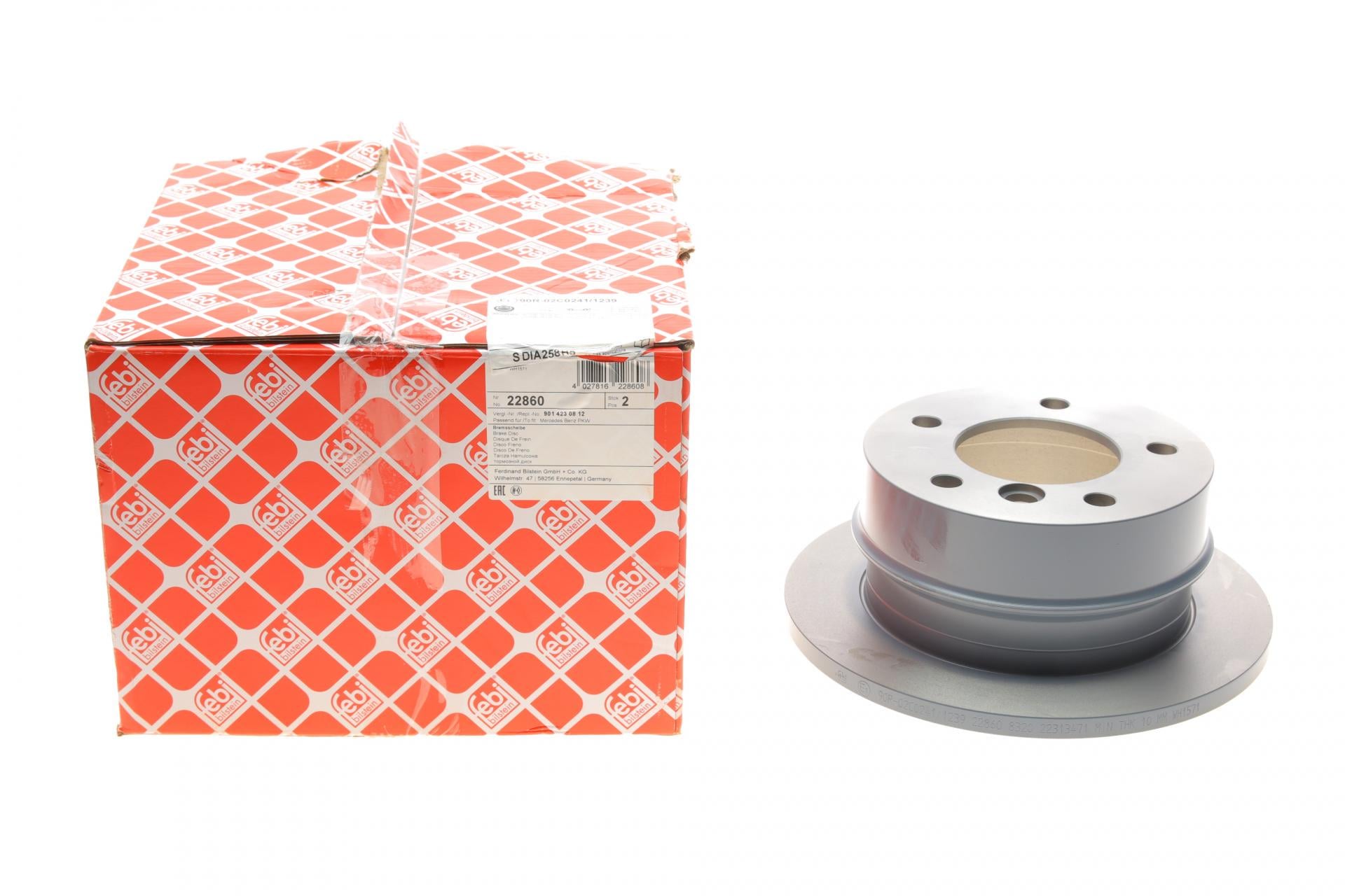 Диск гальмівний задній FEBI BILSTEIN для Mercedes Sprinter 208-216 96-06 258x12 мм (22860)