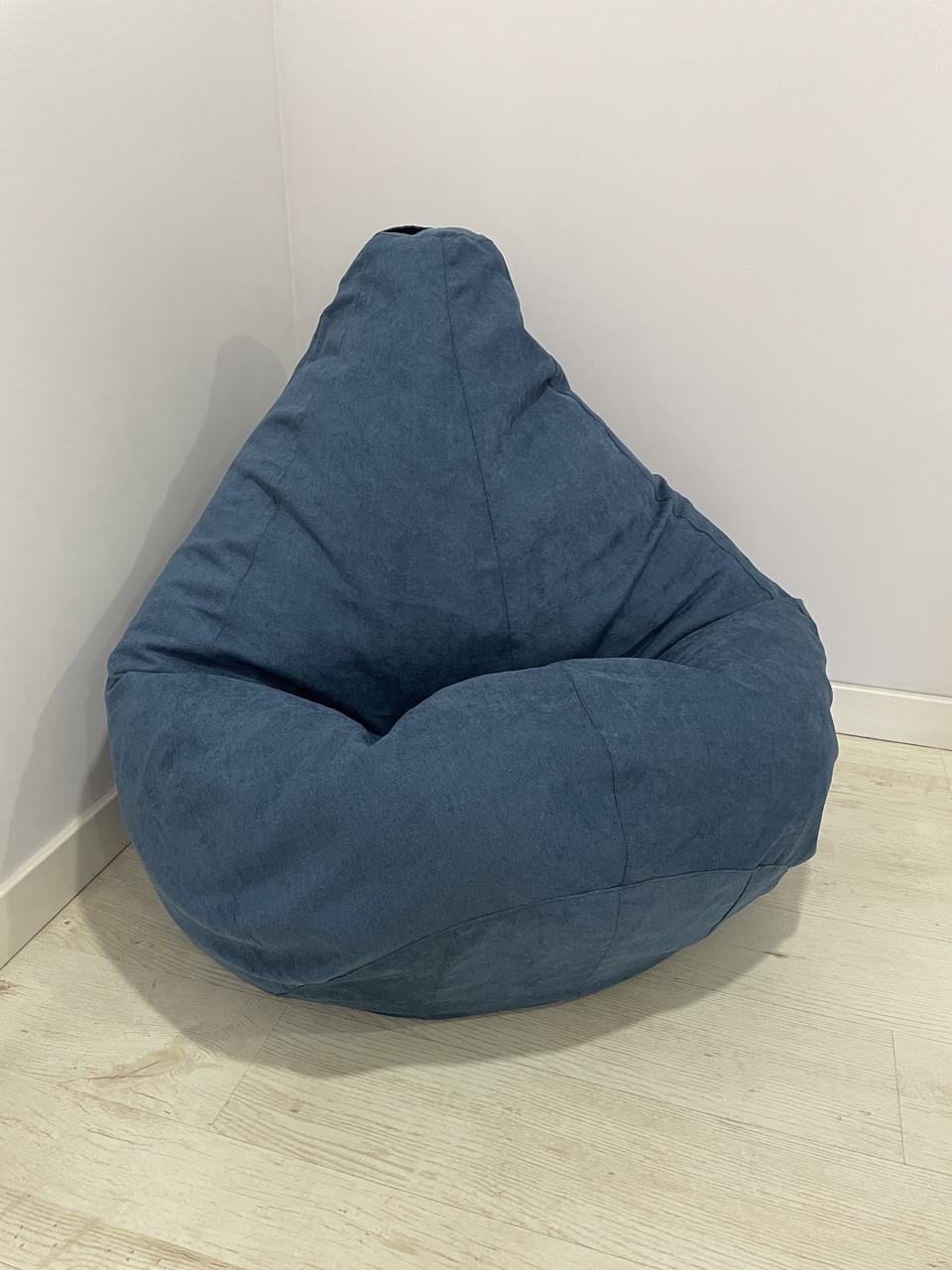 Бескаркасное кресло-мешок SkyPuff MEGA Груша Велюр GREAT XXXL 160х120 см Denim (160051)