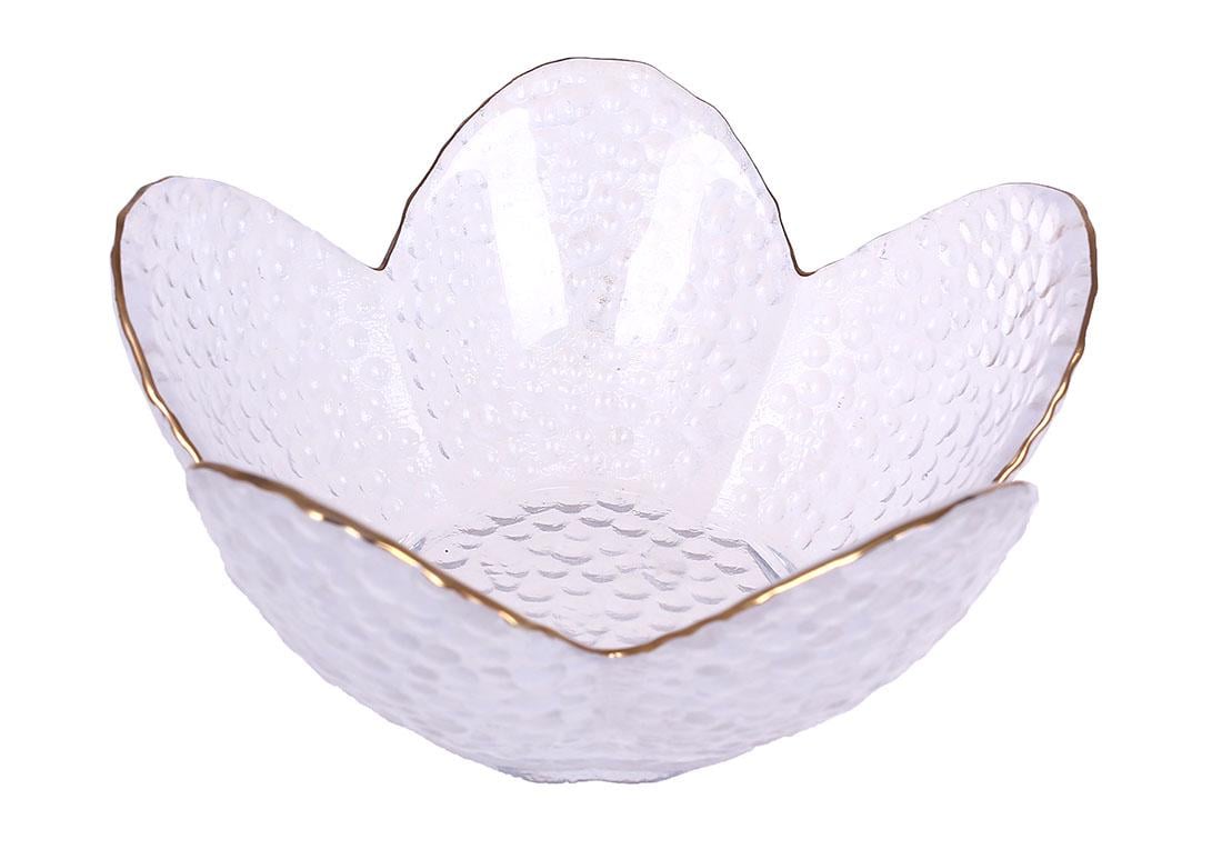 Салатник стеклянный Flower ⌀ 11,5x5,5 см с золотым ободком Прозрачный (992-147)