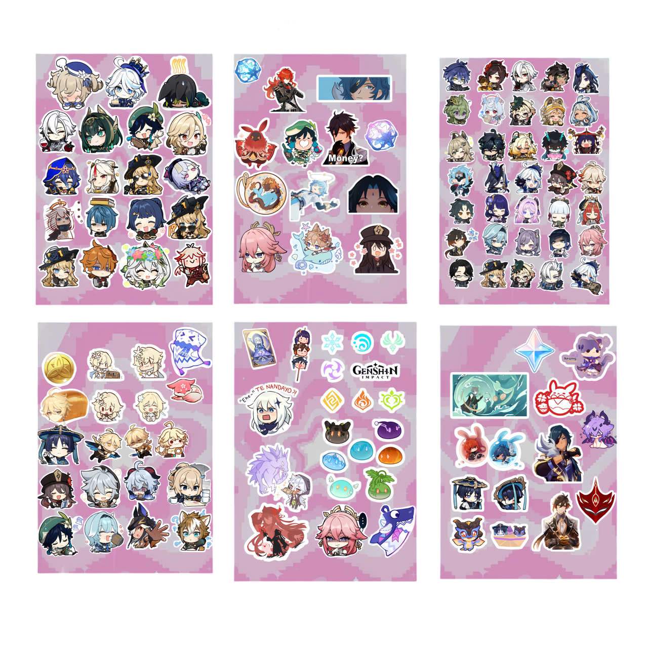 Стикерпак Genshin Impact набор чиби наклеек DIY вырезание