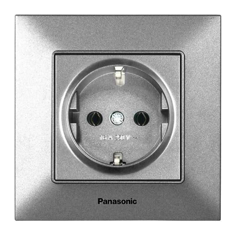 Розетка Panasonic Arkedia Slim одинарная с заземлением Серебряный (23830985)
