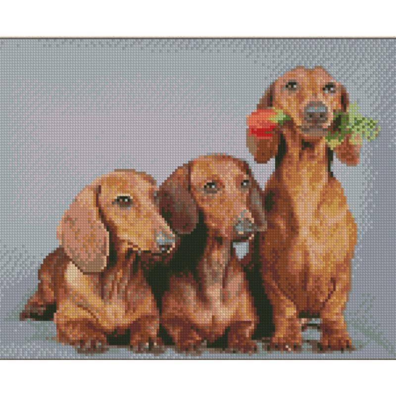 Алмазная мозаика Strateg Премиум Тройка такс 30х40 см (Str-KB012)