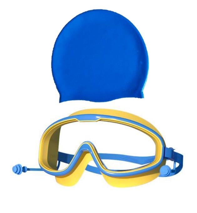 Окуляри дитячі та шапочка для плавання з берушами в басейн та на море Синьо-жовтий - фото 1 Окуляри дитячі та шапочка для плавання з берушами в басейн та на море Синьо-жовтий - фото 1