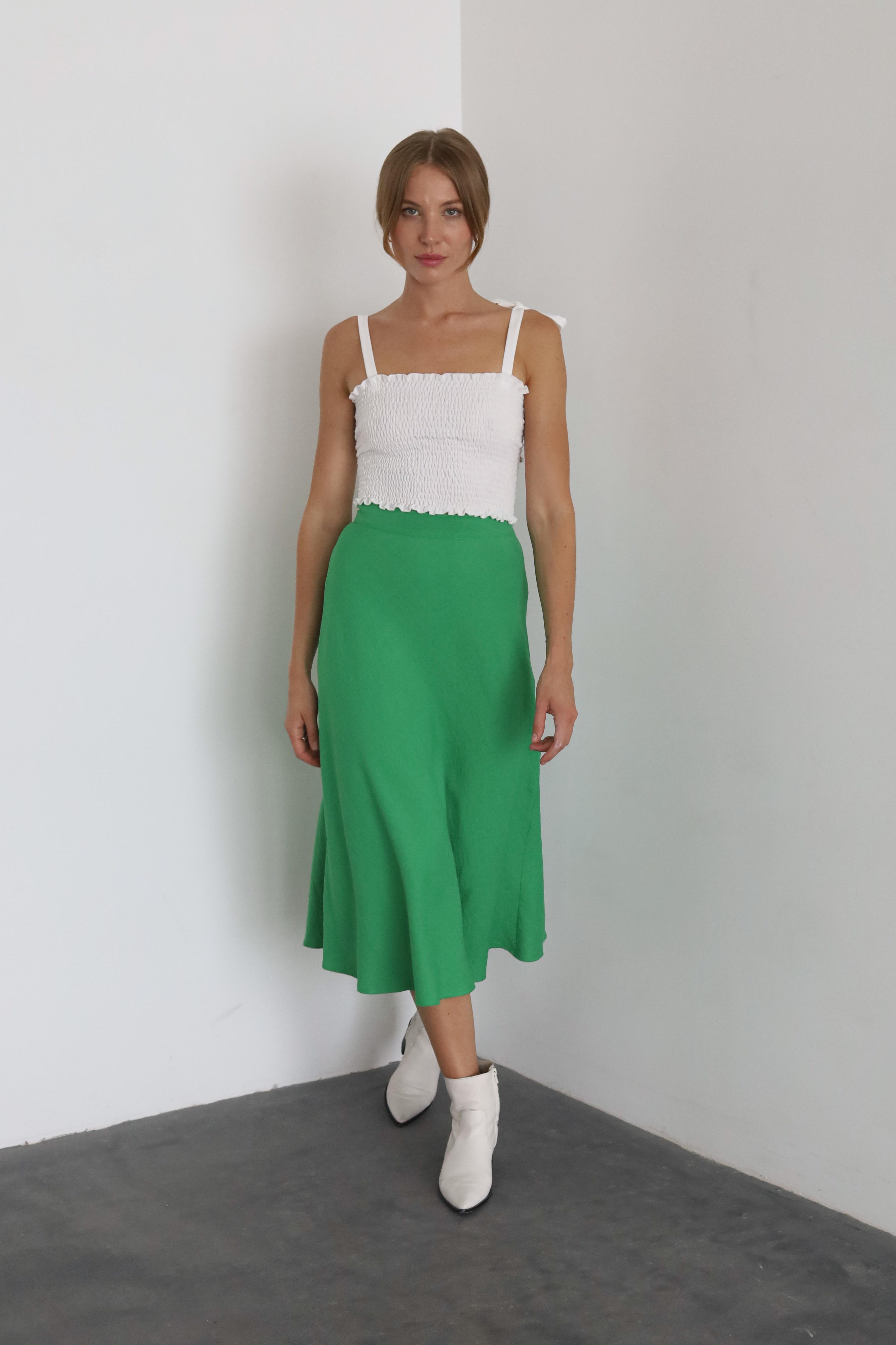 Спідниця-трапеція міді Дика Спідниця XS Зелений (3027)