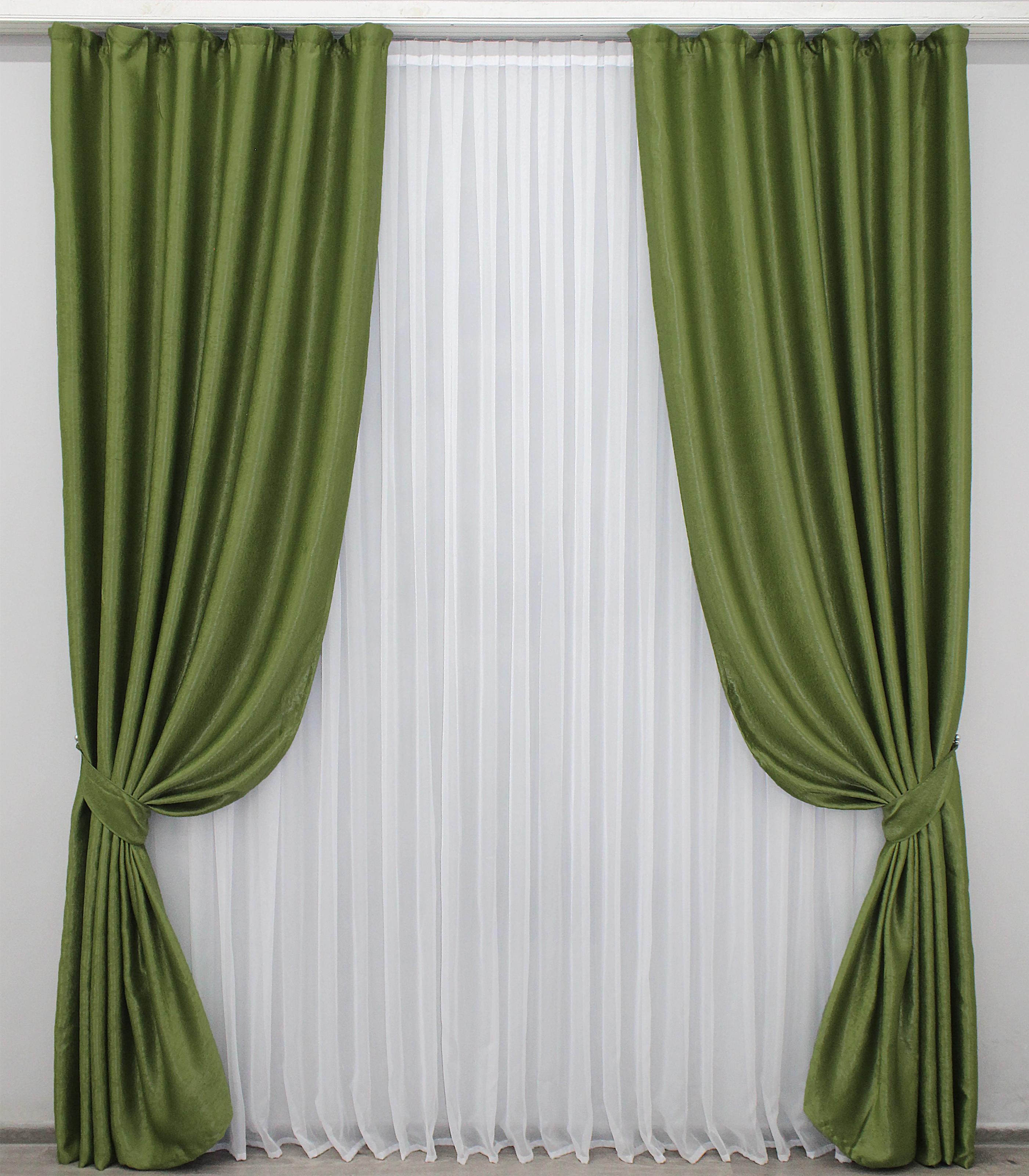 Комплект штор VR-Textil Софт № 239ш 150х270 см 2 шт. Салатовый (30-045)