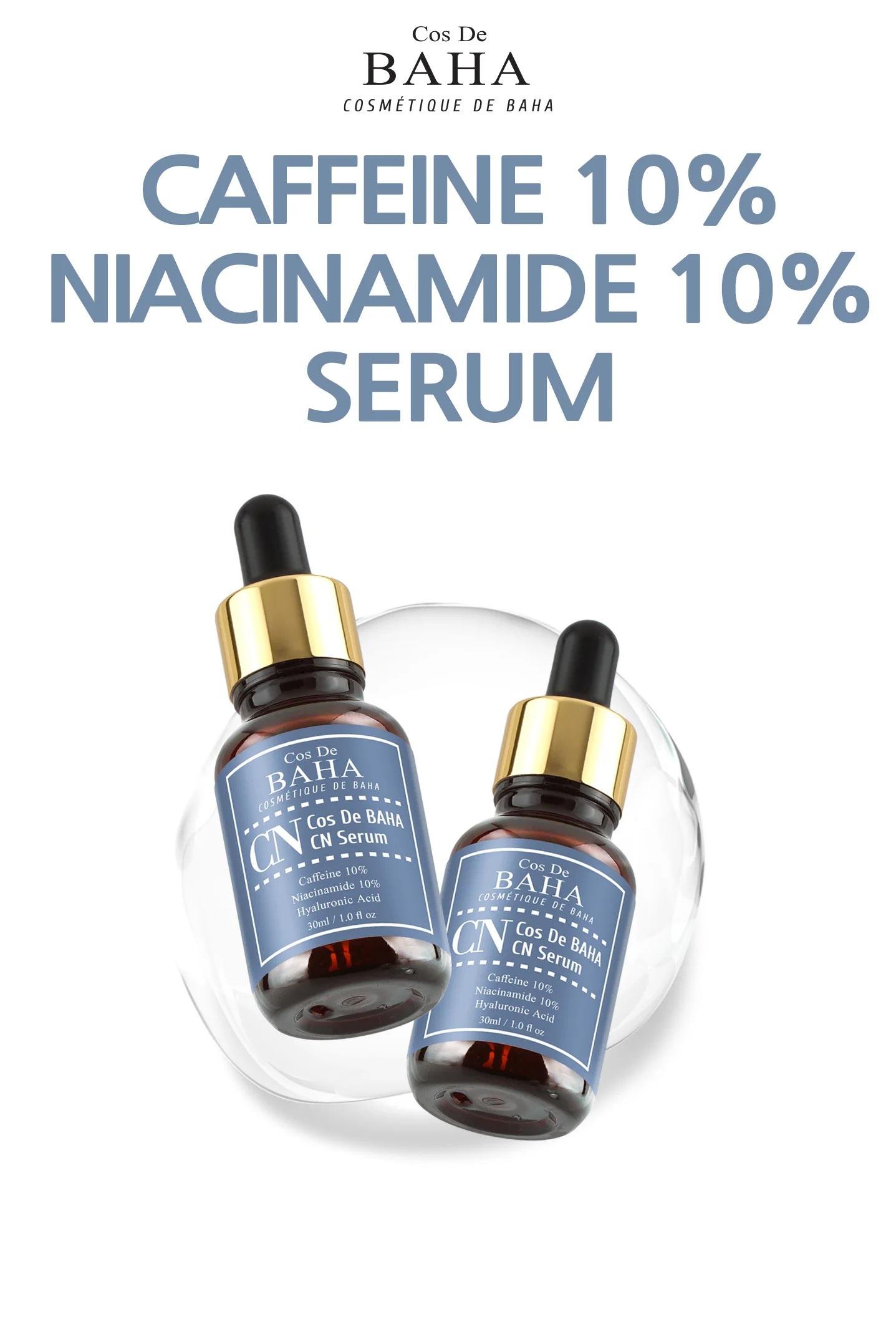 Сироватка для обличчя з кофеїном ніацинамідом та гіалуроновою кислотою Cos de Baha 10% Caffeine 10% Niacinamide Hyaluronic Acid Face Serum 30 мл - фото 2