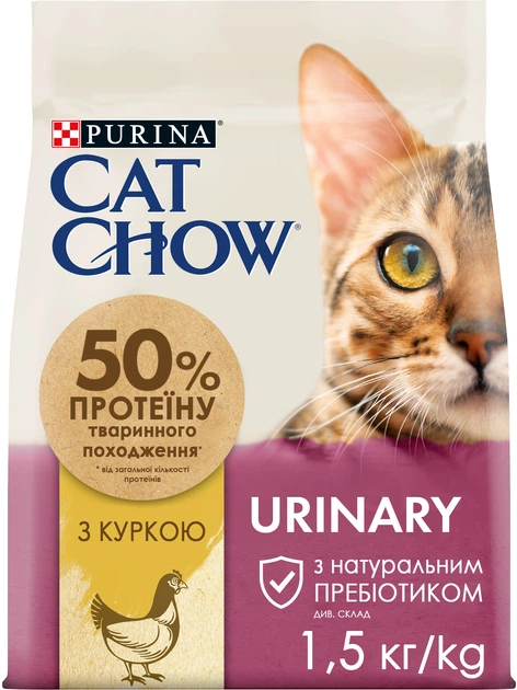 Корм сухий для дорослих котів Purina Cat Chow Urinary для підтримки здоров'я сечовивідної системи з куркою 1,5 кг (14387)